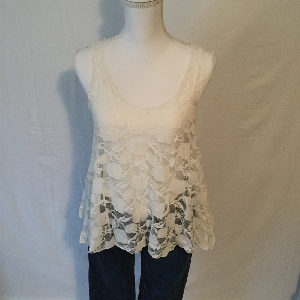 DNA Couture Cream Lace Tank Top Size Medium